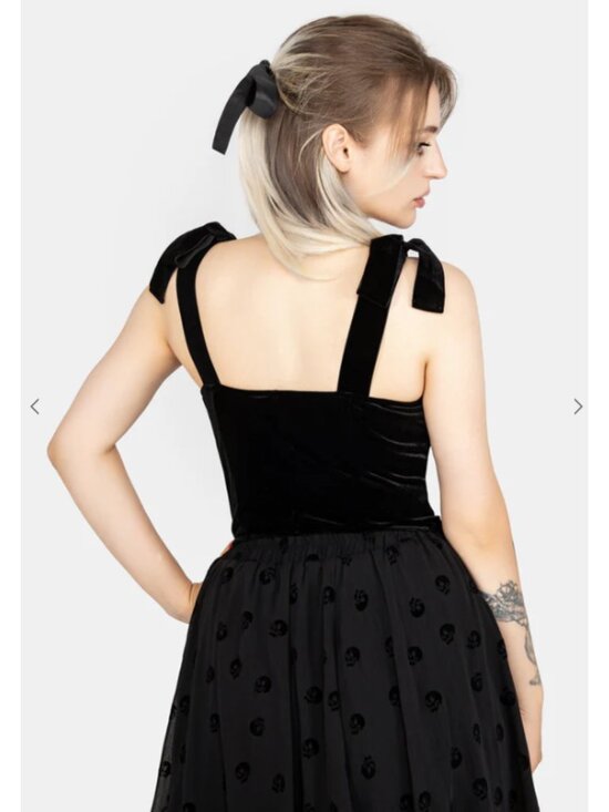 DISTURBIA Lisette velour tie strap corset top - Picture 4 of 10